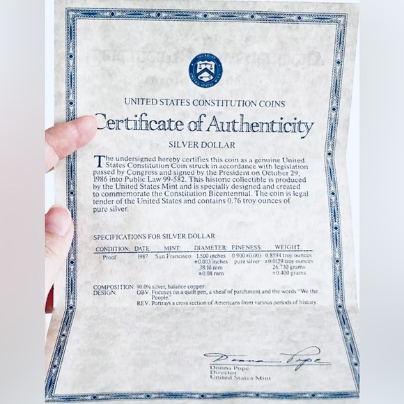 200th Anniversary Commemorative American Constitution Coin. Limited Circulation - Picture 5 of 9